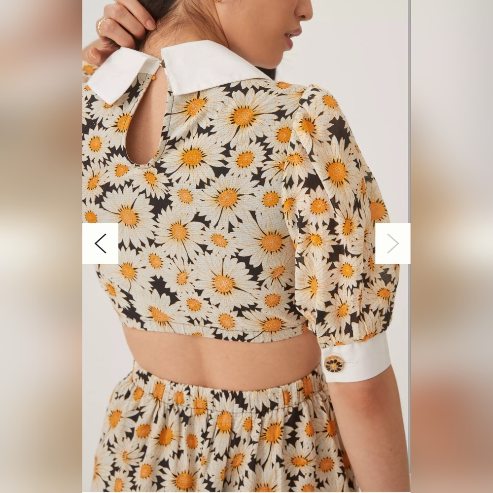 Anthropologie Mavae Puff Sleeve Ginghan Cutout Mini Dress - Picture 6 of 15